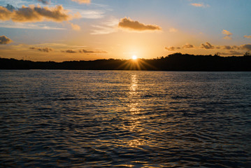 Sunset at the lagoon near by the sea