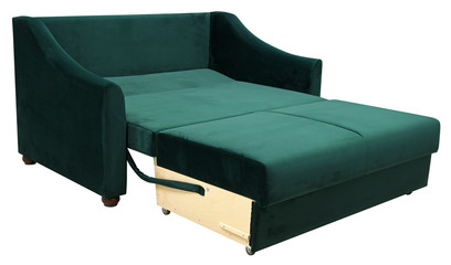 Sofa isolated on white background. Including clipping path. The sofa is laid out for sleep