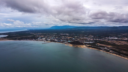 High angle view Aerial photograph of landscape Beach seaside