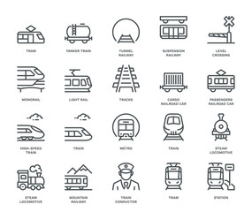 Rail Transport Icons - obrazy, fototapety, plakaty