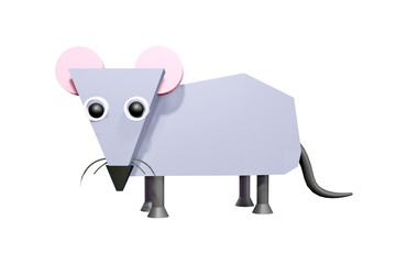 Cute mouse cartoon isolated on white.  3d illustration.