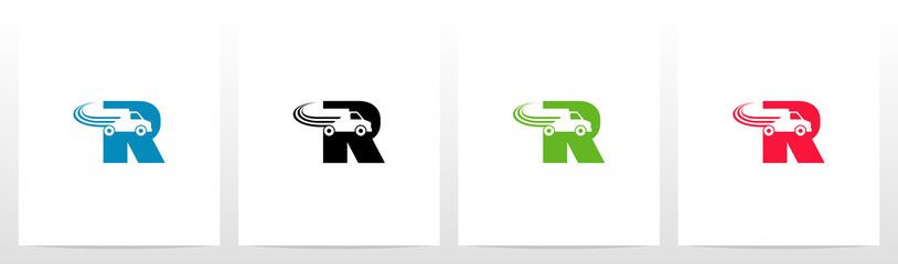 Transport Truck On Letter Logo Design R