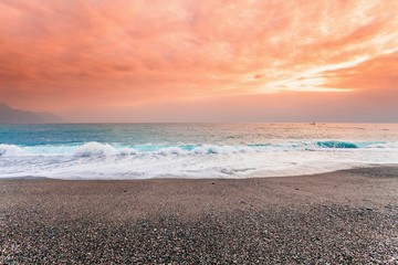 Romantic sunset at the beach 