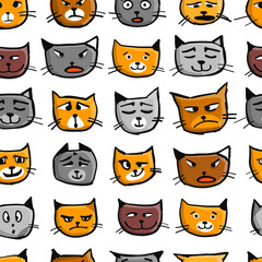Cat faces, seamless pattern for your design