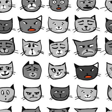 Cat faces, seamless pattern for your design
