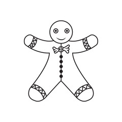 Gingerbread man line icon on white background