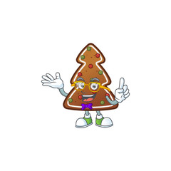 Cartoon character design of Geek gingerbread tree wearing weird glasses