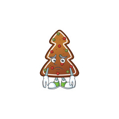 Cartoon picture of gingerbread tree with worried face