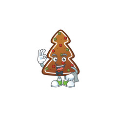 A gingerbread tree waiter cartoon character ready to serve