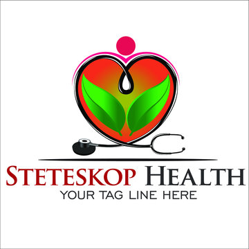  Heart stetoscop love leaf people Illustration vector graphic good for business healtcare and Hospital tool doctor medicane