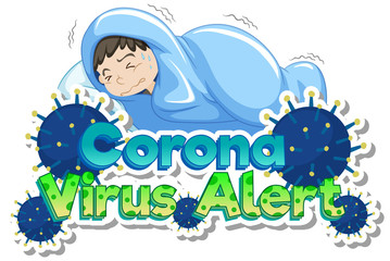 Poster design for coronavirus theme with boy with fever