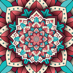 Mandala pattern design background in many colors
