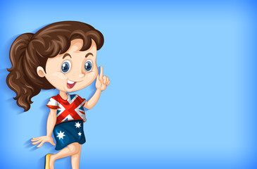 Background template design with plain color wall and happy girl