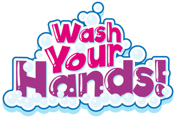 Phrase design for wash your hands in pink