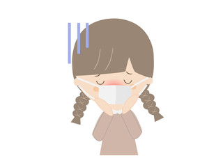 A girl who seems to be sick with fever