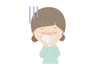 A girl who seems to be sick with fever