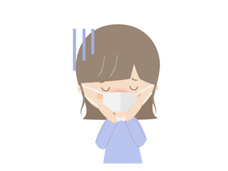 A girl who seems to be sick with fever