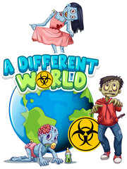 Font design for word a different world with zombies on earth