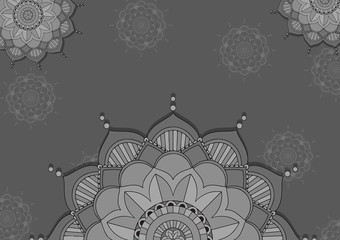 Background template with mandala pattern design in gray color