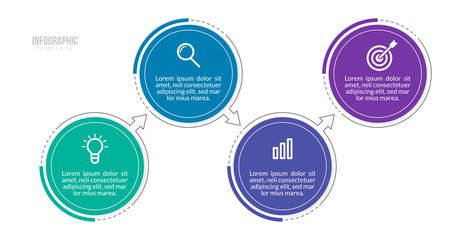Minimal Business Infographics template. Timeline with 4 steps, options and marketing icons .Vector linear infographic with four conected elements. Can be use for presentation.