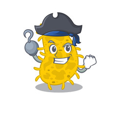 Bacteria spirilla cartoon design style as a Pirate with hook hand and a hat