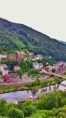 Panoramic view of Altena with river Lenne