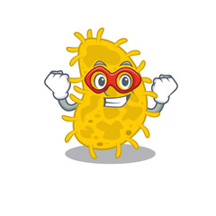 A cartoon character of bacteria spirilla performed as a Super hero