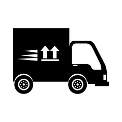 silhouette of delivery truck transportation isolated icon vector illustration design