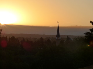 Obraz premium sunset over the church