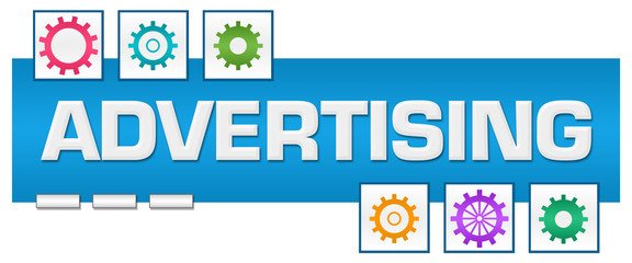 Advertising Blue Colorful Squares Box Gears 