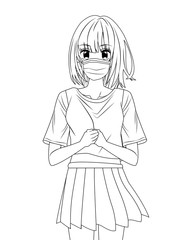 woman using face mask anime character