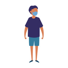 cute boy with face mask isolated icon vector illustration design