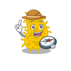 mascot design concept of bacteria spirilla explorer with a compass