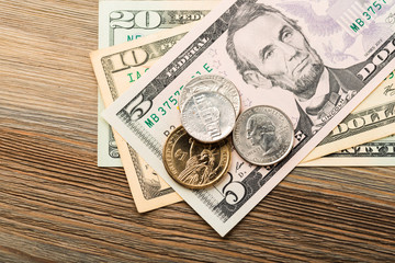 dollar money and coin.