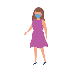 cute girl with face mask isolated icon vector illustration design