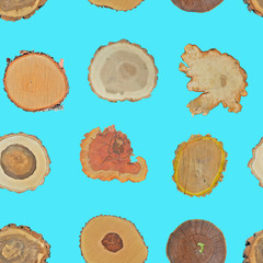 Cuts of trees, seamless pattern.