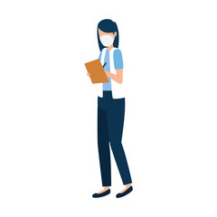 business woman with face mask isolated icon vector illustration design