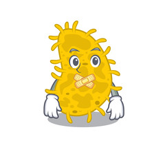 bacteria spirilla cartoon character style with mysterious silent gesture