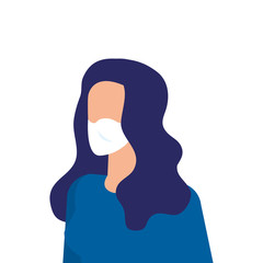 young woman with face mask isolated icon vector illustration design