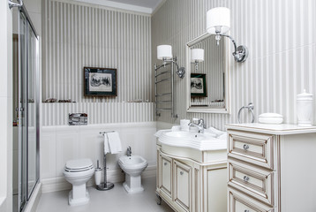 interior of hotel white modern bathroom