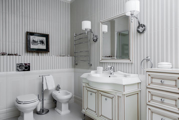 interior of hotel white modern bathroom