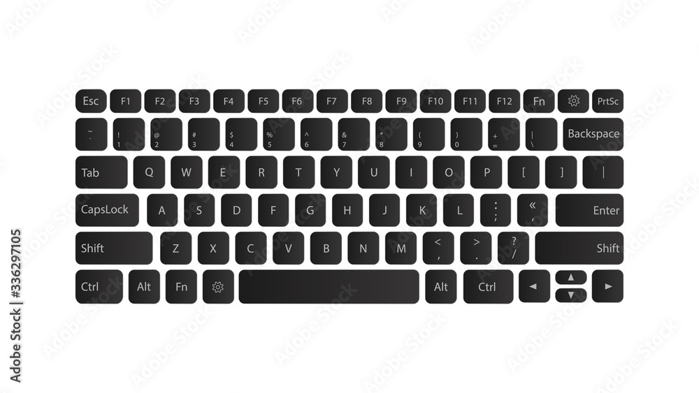 Fototapete black keyboard layout. the layout of the keyboard buttons. isolated vector illustration.