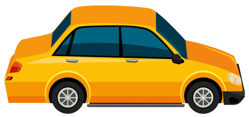 One yellow car on white background