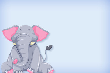 Background template with plain color wall and happy elephant