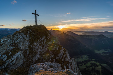 Fototapeta premium Aggenstein at sunset in the Tannheimer Tal