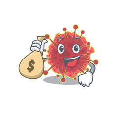 Rich coronaviridae cartoon design holds money bags