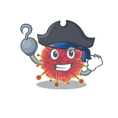 coronaviridae cartoon design style as a Pirate with hook hand and a hat