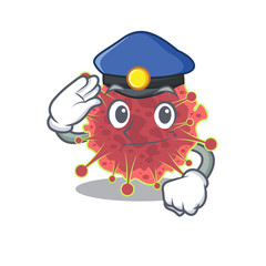 Police officer mascot design of coronaviridae wearing a hat