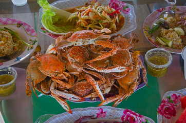 Yummy menu is boiled blue swimming crab dish