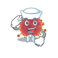 Sailor cartoon character of coronaviridae with white hat